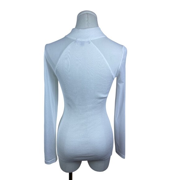 Almost Famous Womens White Ribbed Long Sleeve Mock Neck Top Size M - Picture 3 of 7